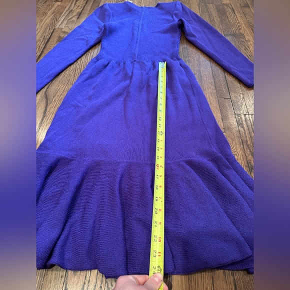 Pat Sandler for Wellmore Vintage Midi Long Sleeve Purple Sheath Dress Size 6 - Picture 10 of 10